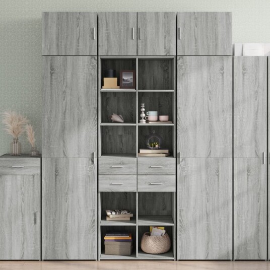 Oppbevaringsskap grå sonoma 70x42,5x225 cm konstruert tre