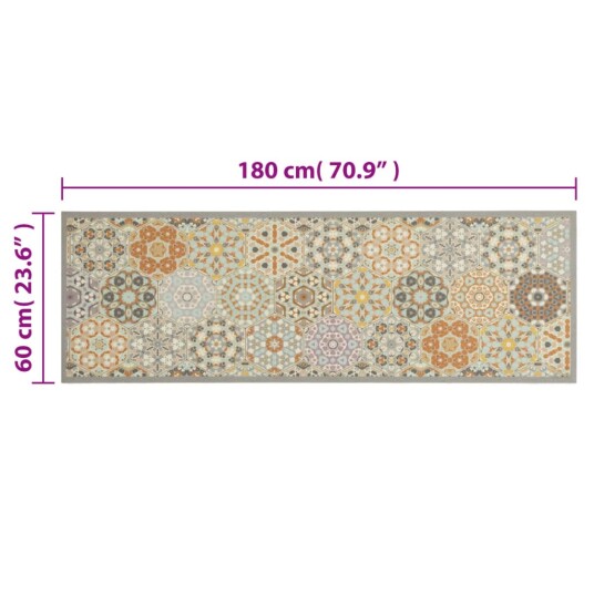 Kjøkkenteppe vaskbar Hexagon pastell 60x180 cm fløyel 8721012919068