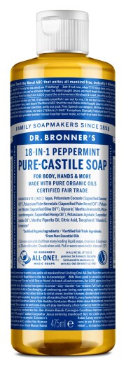 Dr. Bronner's Pure Castile Liquid Soap Peppermint 475 ml Dr. Bronner's Pure Castile Liquid Soap Peppermint 475 ml