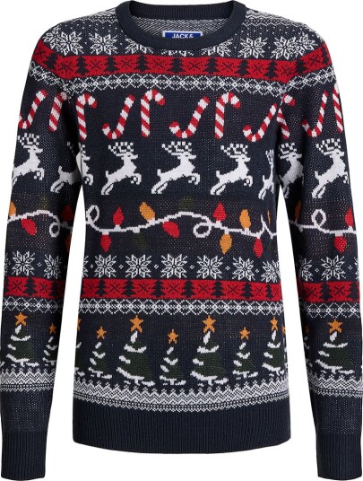 Jack & Jones Jjxmas Santa Strikkegenser til Barn - Marineblå - Størrelse 140 Jack & Jones Jjxmas Santa Strikkegenser til Barn - Marineblå - Størrelse 140