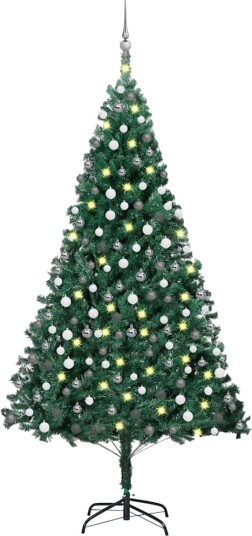 vidaXL Kunstig juletre med LED og kulesett 240 cm grønn