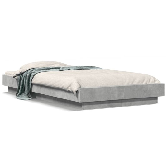  Sengeramme med LED-lys betonggrå 90x190 cm konstruert tre 8721102617881