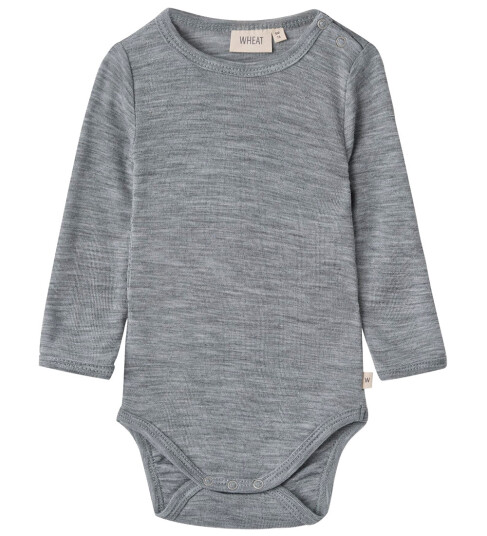 Wheat Body L/æ Ull Lucca Melange Grey Wheat 1½ år (86) Langermet Body Grå Wheat Body L/æ Ull Lucca Melange Grey Wheat 1½ år (86) Langermet Body Grå