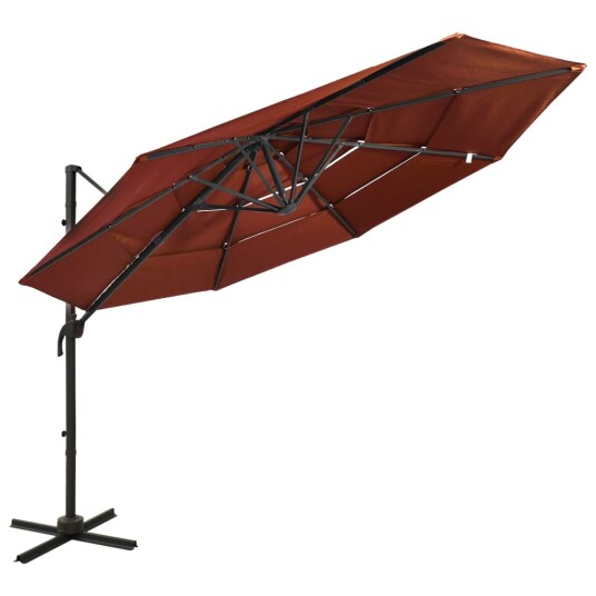 vidaXL Parasoll med aluminiumsstang 4 nivåer 3x3 m terrakotta