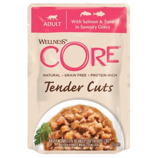 CORE Tender Cuts Våtfôr til Katt med Laks og Tunfisk 85g