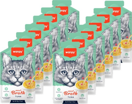 Wanpy 12 x Meat Broth Tuna 600gr total 50 g