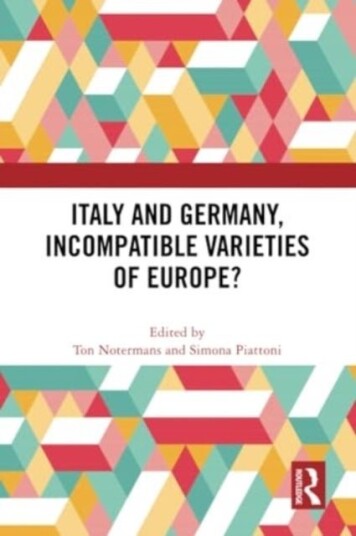 Italy and Germany Incompatible Varieties of Europe?