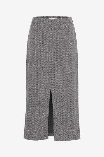 ICHI - Skjørt ihKate Jacquard Long SK - Svart