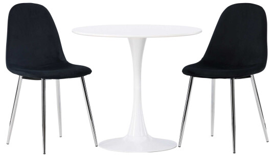 Venture Design Hamden & Polar spisegruppe Svart/svart 2 stoler & bord 80 cm