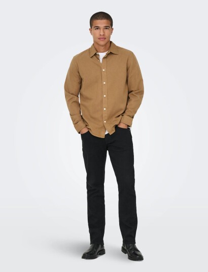 ONLY & SONS Onsotto Reg Peach Finish Ls Shirt Brown XL ONLY & SONS Onsotto Reg Peach Finish Ls Shirt Brown XL