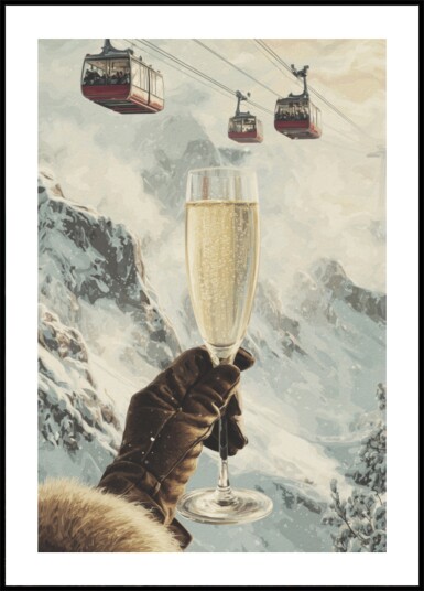 Champagne Mountain Celebration Plakat / 50x70