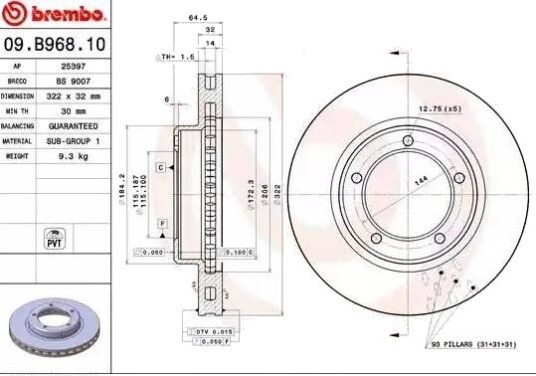 Bremseskive BREMBO 09.B968.11