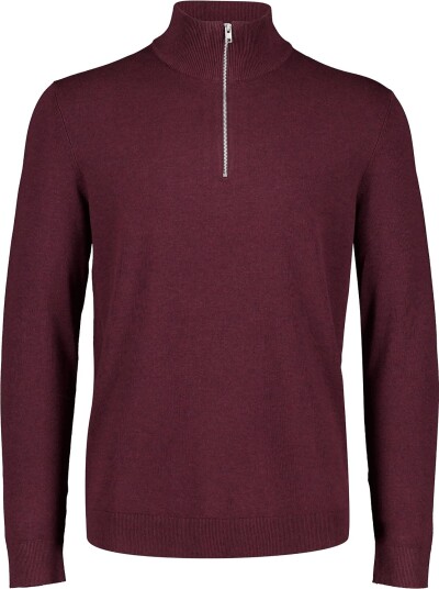 Lindbergh Soft Viscose Blend Half Zip Sweater   Burgundy   L