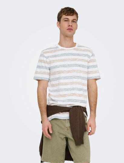ONLY & SONS Onsmathi Reg Ss Slub Tee - White - L