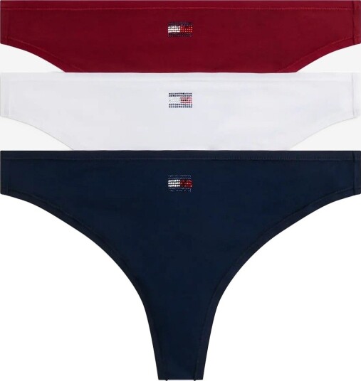 Tommy Hilfiger Gift 3 Pack Rhinestone Thong ROUGE WHITE DARK BLUE S