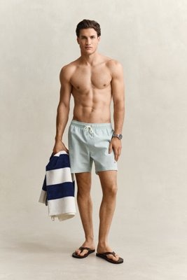 GANT Striped Seersucker Swim Shorts   Green   XXL
