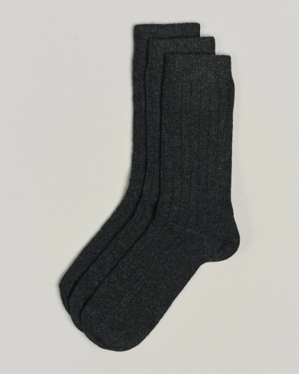 Amanda Christensen 3-Pack Supreme Wool/Cashmere Sock Antracite Melange Amanda Christensen 3-Pack Supreme Wool/Cashmere Sock Antracite Melange