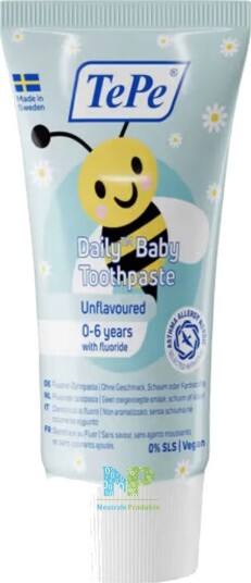 TePe Daily Baby Tannkrem 0-6 år med Fluor Uten Smak