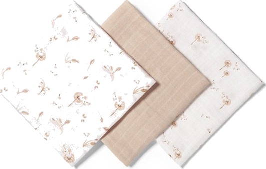 Babyono Musselinkluter / Gulpekluter Organisk Bambus 3 pk   Beige Dandelion