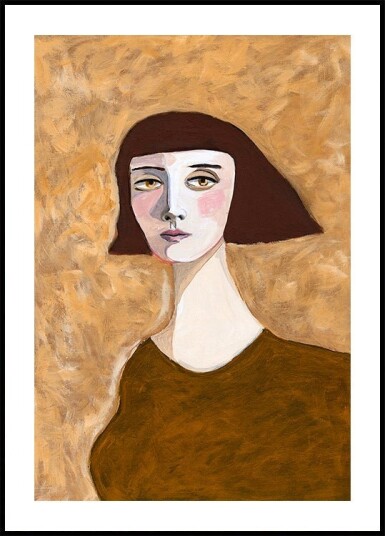Expressive Portrait Lady with Bob Haircut green eyes Plakat Plakat / 30x40cm