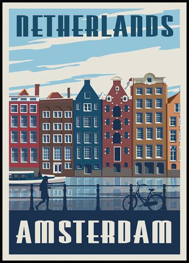 Amsterdam Travel Print Plakat Plakat / 21x30cm