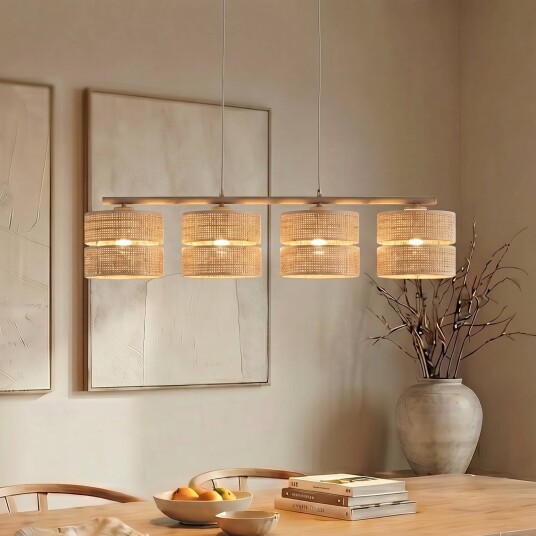 Pendellampe Calma TK Lighting dimbar Krem / amber Stue / spisestue