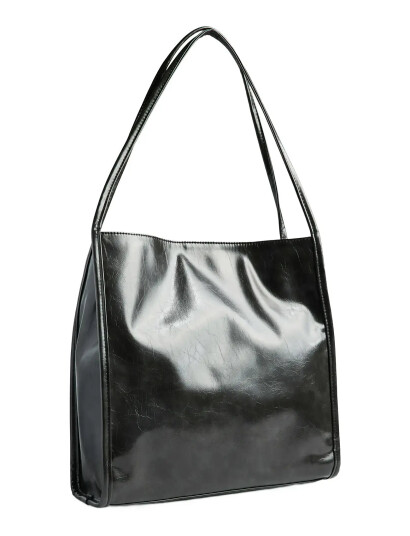 Pieces Pcmalou Patent Shopping Bag Wb - Black - ONE SIZE