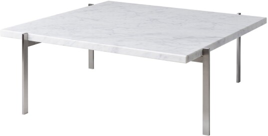 Fritz Hansen - Pk61 Vit Marmor Mattslipad Sofabord Poul Kjærholm Hvit Metall/stein