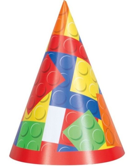 8 stk LEGO inspirerte Partyhatter 15 cm