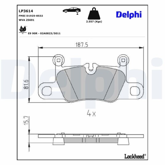 Bremseklosser DELPHI LP3614 Bremseklosser DELPHI LP3614