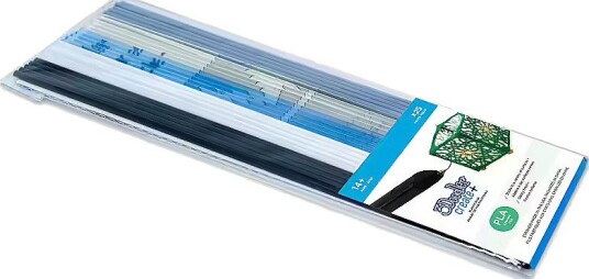 3Doodler PLA Filamentsett Svart/Grå/Lyseblå/Transparent/Hvit 5 Farger