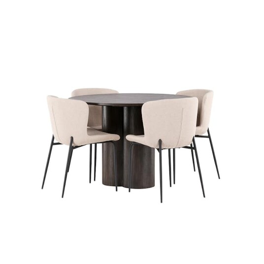 Spisegruppe Venture Home Olivia Ø 110 cm med 4 Modesto Stoler