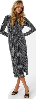 VERO MODA Kanz Sibe LS Calf Dress Black Detail: Silve S VERO MODA Kanz Sibe LS Calf Dress Black Detail: Silve S