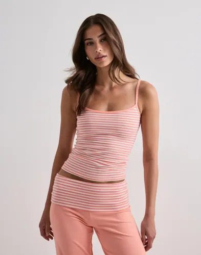 Nelly Oransje Striped Contrast Singlet