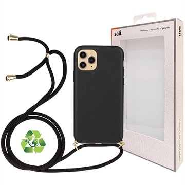 Saii Eco Line iPhone 11 Pro Biologisk Nedbrytbart Deksel med Stropp Svart
