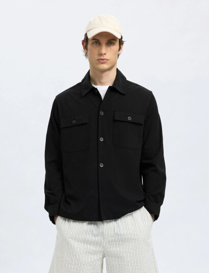Selected Slhreg Lorent Bi-Stretch Overshirt Noos - Black - XL Selected Slhreg Lorent Bi-Stretch Overshirt Noos - Black - XL