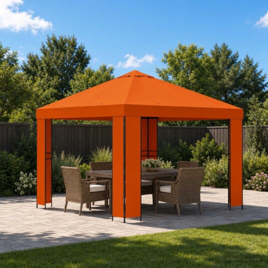 vidaXL Paviljong 3 x 3 m Oransje Polyester og stål 190 gsm