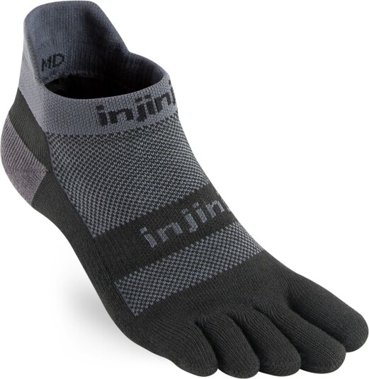 Injinji Men's Run Midweight No Show Coolmax Black Gray L