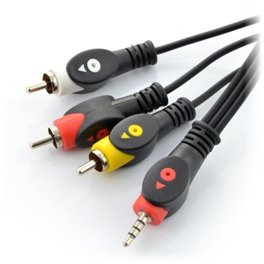 Kabel Jack 3,5mm 4 pol til 3x RCA – 3 meter