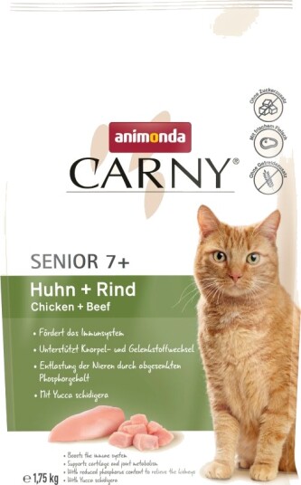 Animonda Carny tørrfôr Senior + Kylling Biff 3 x 1.75 kg