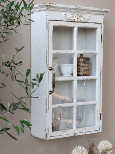 Veggskap med dekor fra Chic Antique i fargen hvit 41052419 Veggskap med dekor fra Chic Antique i fargen hvit 41052419