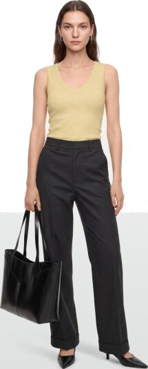 Gina Tricot Tight V Neck Rib Tank Yellow L