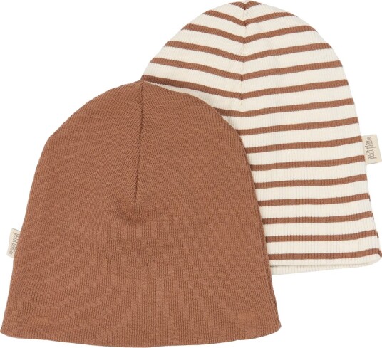 Petit Piao Ppsky Beanie 2 Pack   Brown   86/98