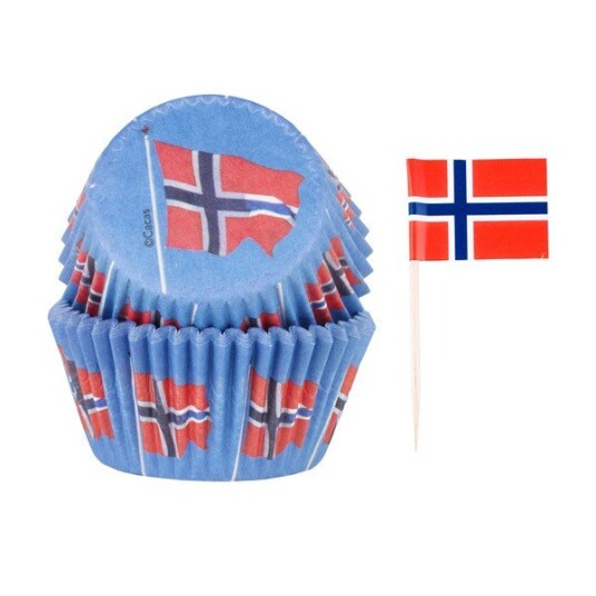 Muffinsform/sticks Norske Flagg 50/10 Stk 
