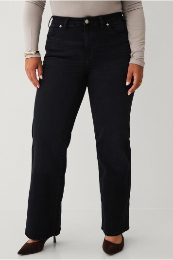 Ellos Plus collection Jeans med vide ben og høy midje Svart
