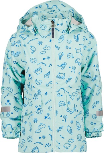 Didriksons Norma Kids Jacket Blå Barn A51 Doodle Pale Mint 120