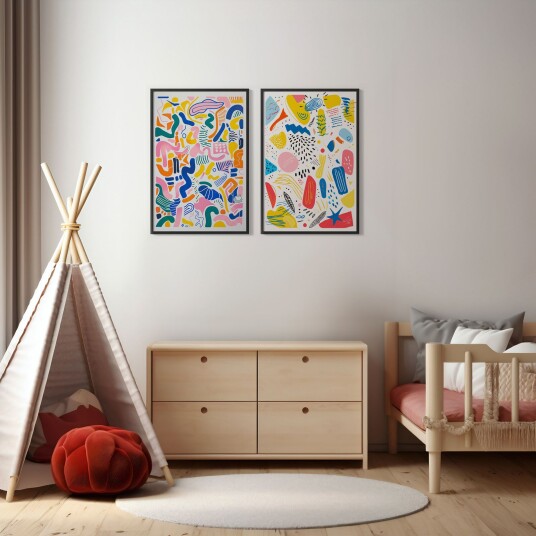 Plakat Fargerik Abstrakt Kunst / Sett med 2