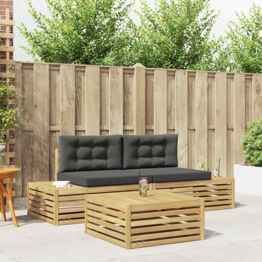 vidaXL 4 pcs Utendørs sofa sett Polyester Hvit