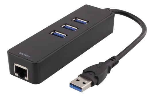 DELTACO nätverksadapter 1xGigabitRJ45 1xUSB3 A ha 3x USB3 ho svart DELTACO nätverksadapter 1xGigabitRJ45 1xUSB3 A ha 3x USB3 ho svart