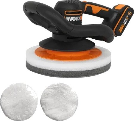 Worx WX856, Roterende Poleringsmaskin, 3000 rpm, Svart, Grå, Oransje, Hvit, 2 kg, Batteri